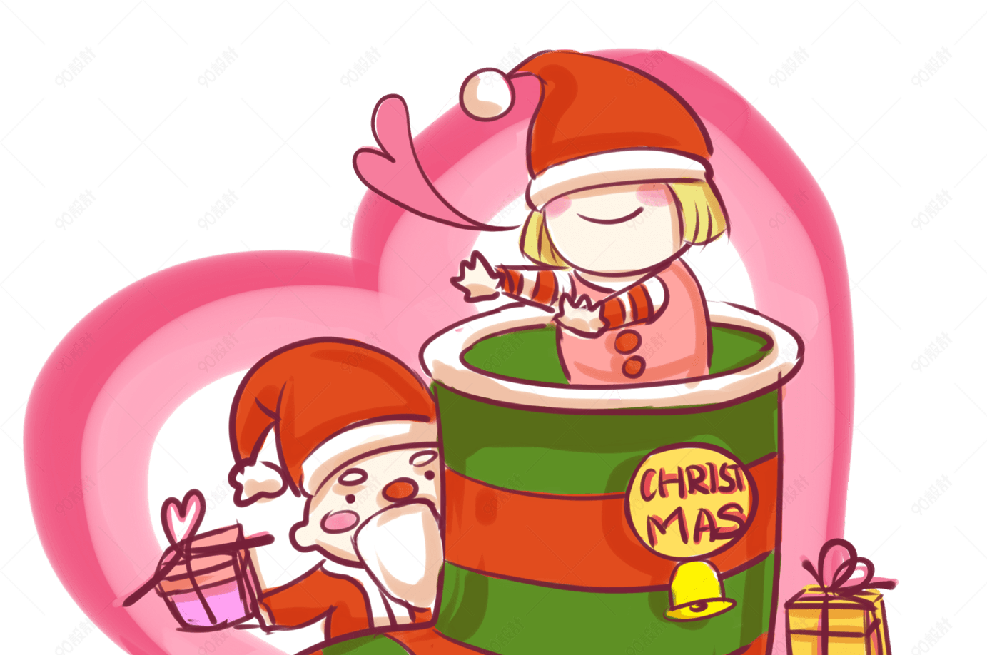 圣诞节圣诞袜送礼物卡通插画