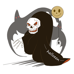 万圣节南瓜灯女巫鬼魂插画免抠png素材pngpsd2000*2000古墓鬼魂恐怖