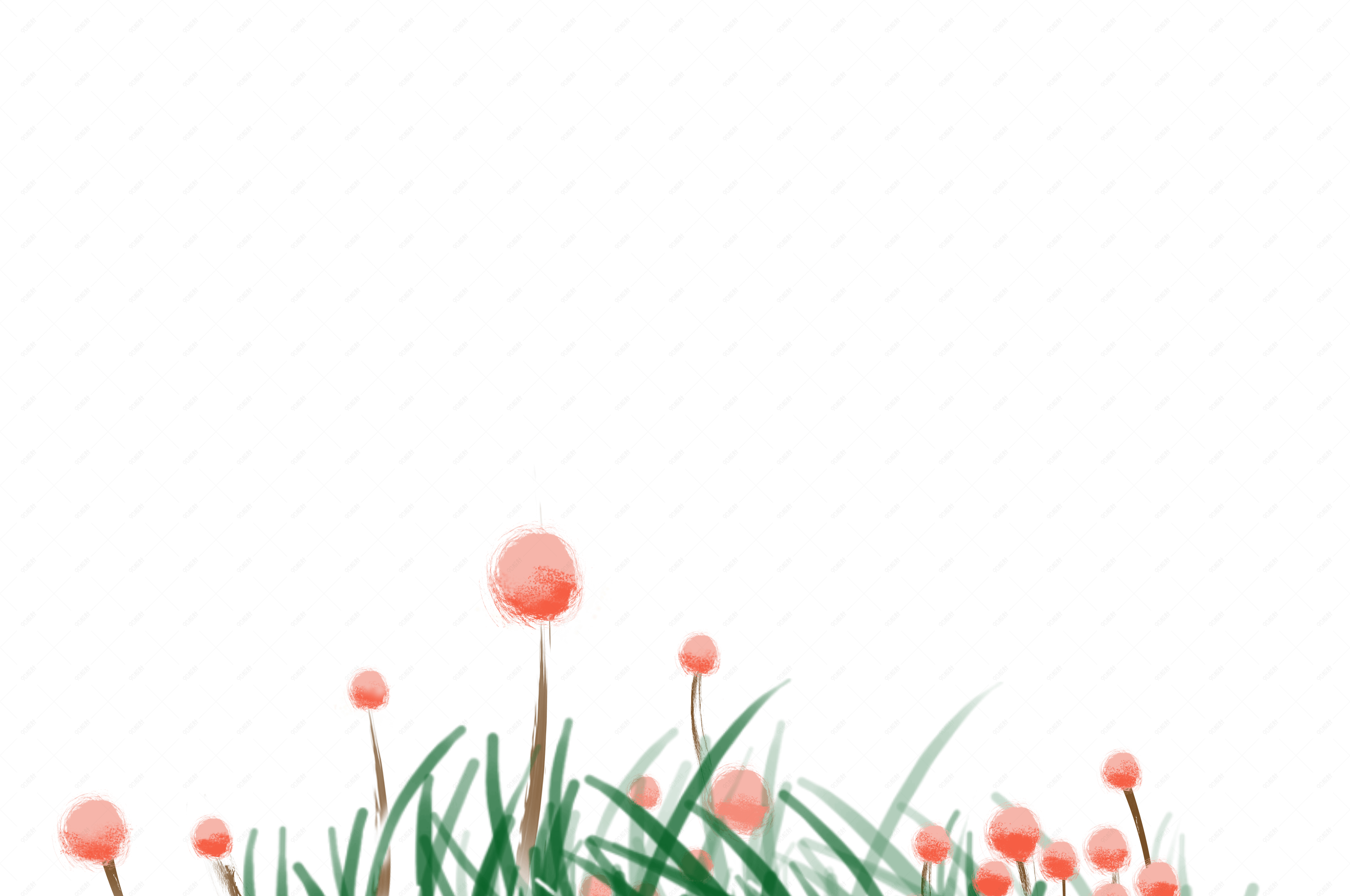 手绘小清新水彩草地花卉