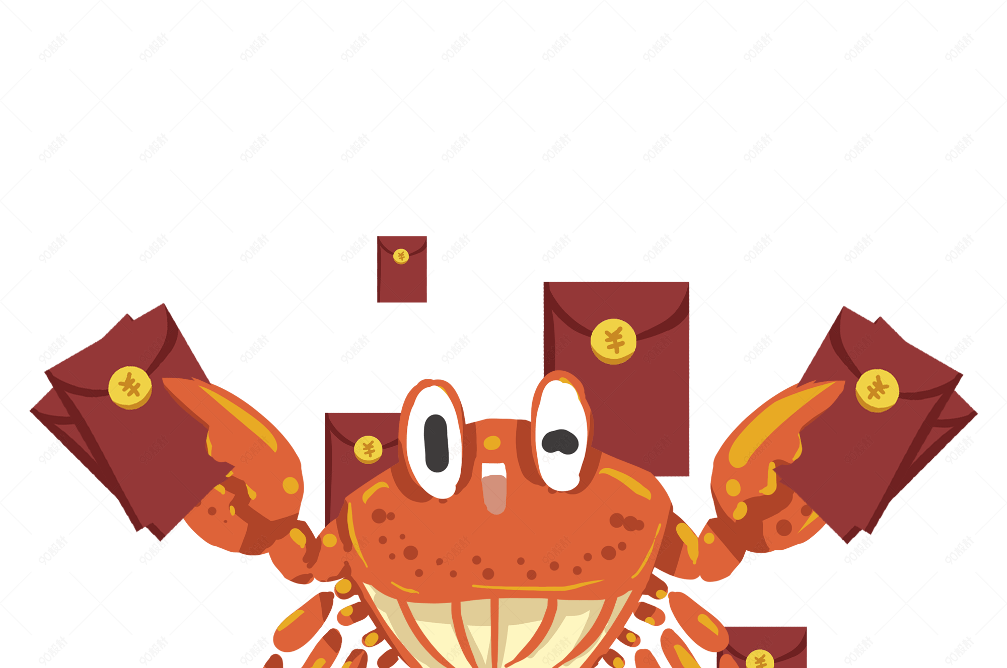 红包的大螃蟹手绘设计