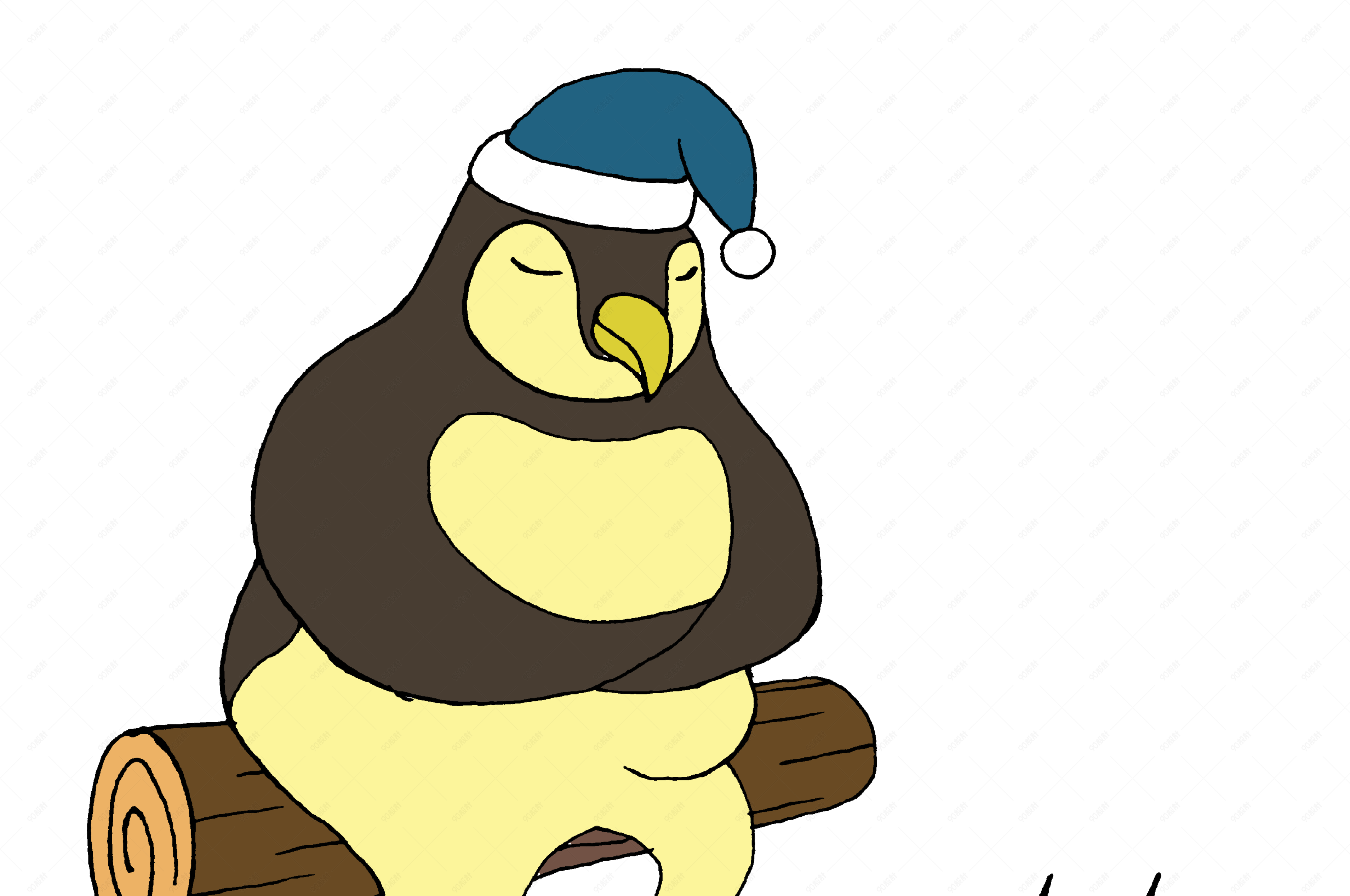 冬天来了烤火的企鹅