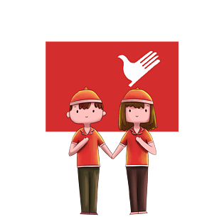 手绘卡通插画pngpsd2000*2000志愿者大气简约字体设计为人民服务png