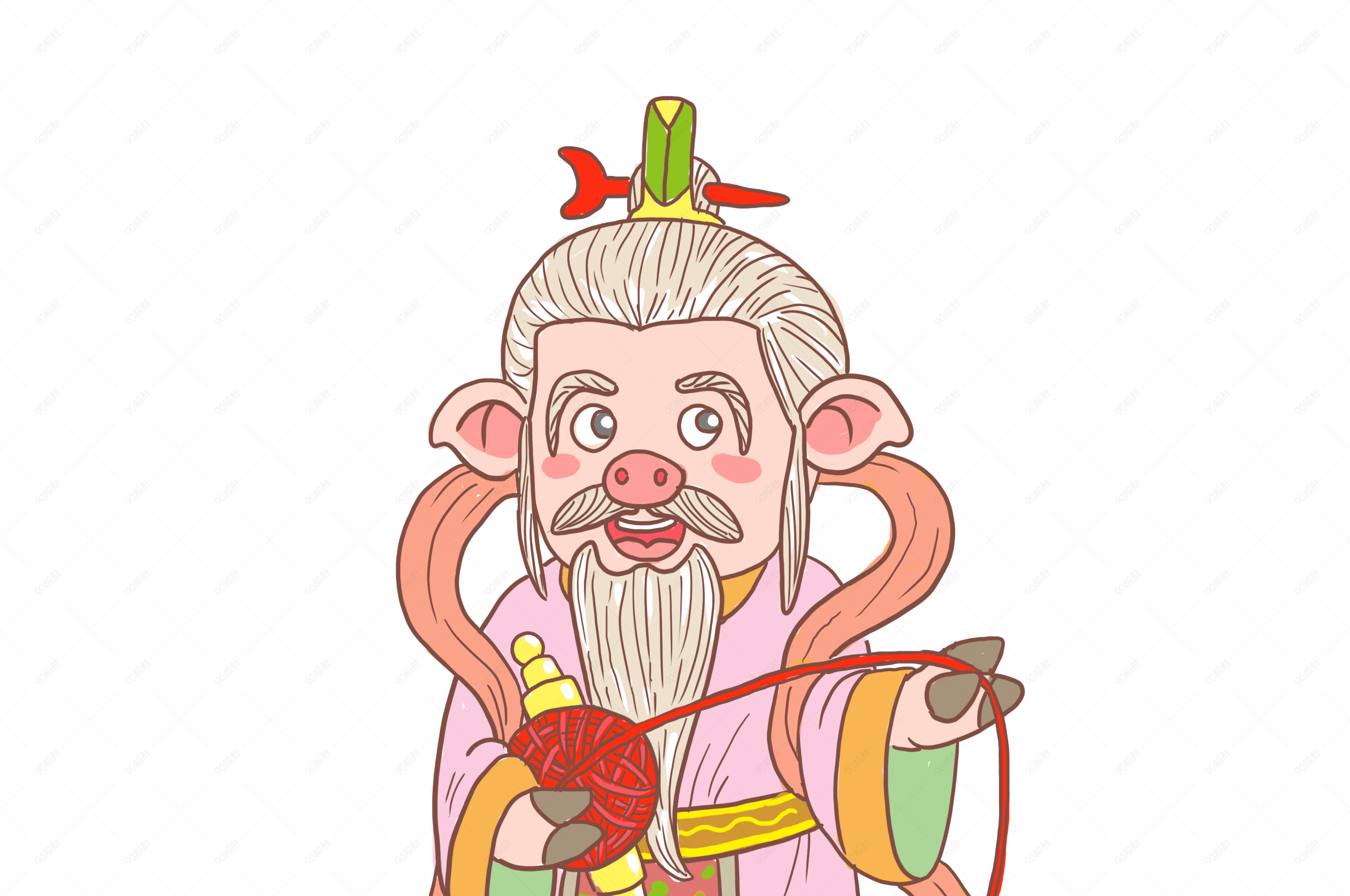 猪年2019年卡通手绘月老猪