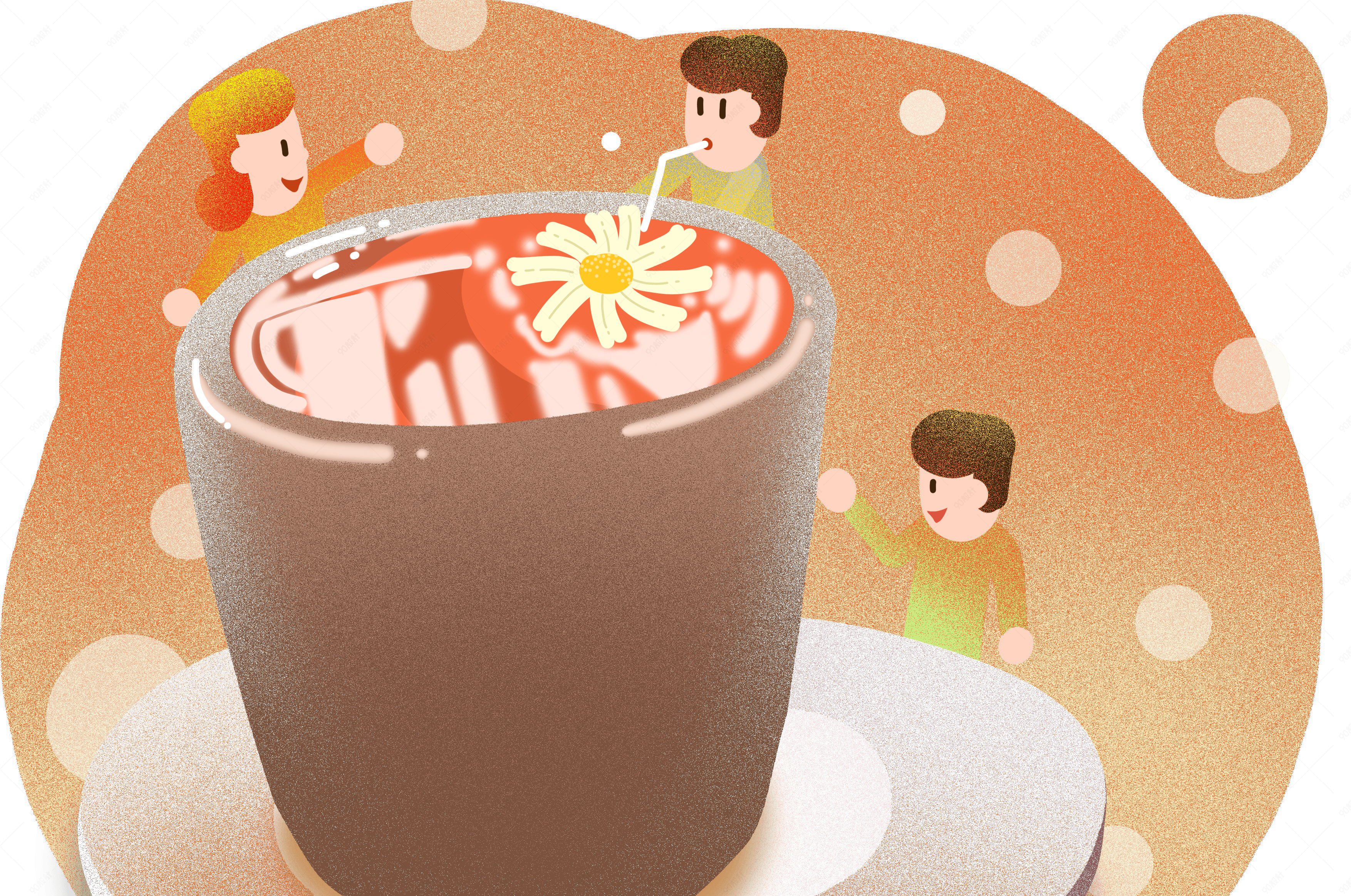 秋季养生菊花茶插画