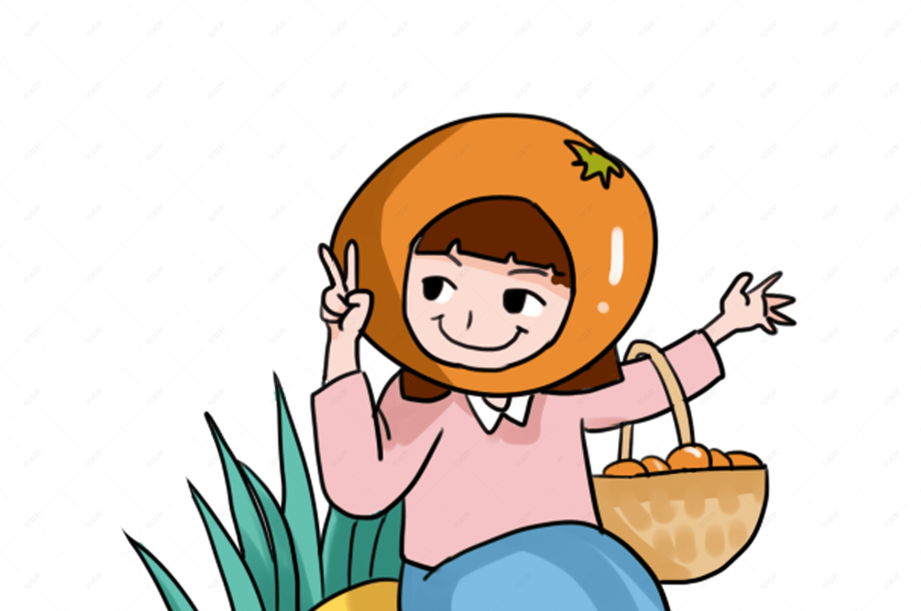 橘子丰收的季节手绘