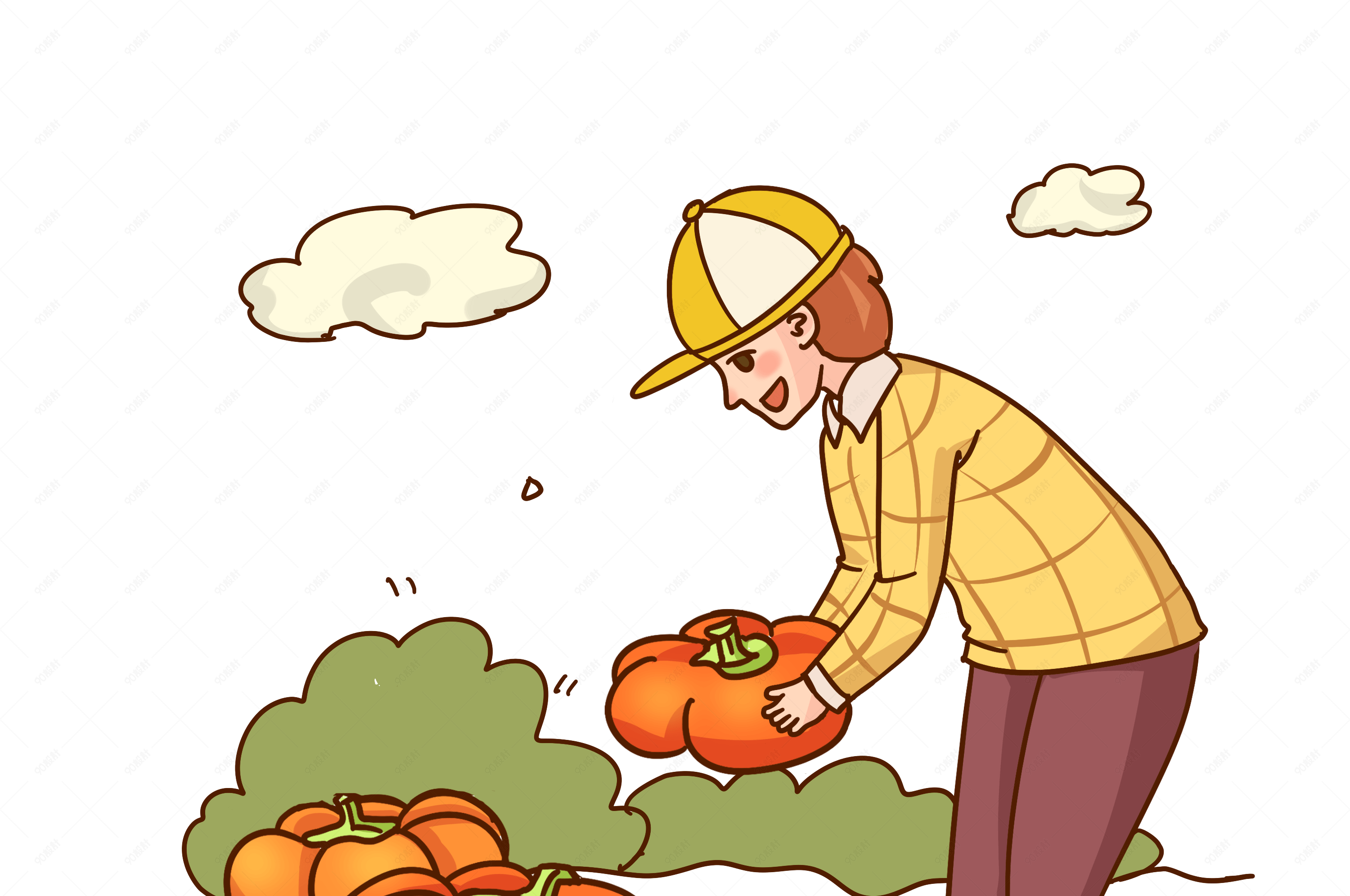 喜悦大丰收蔬菜手绘插画