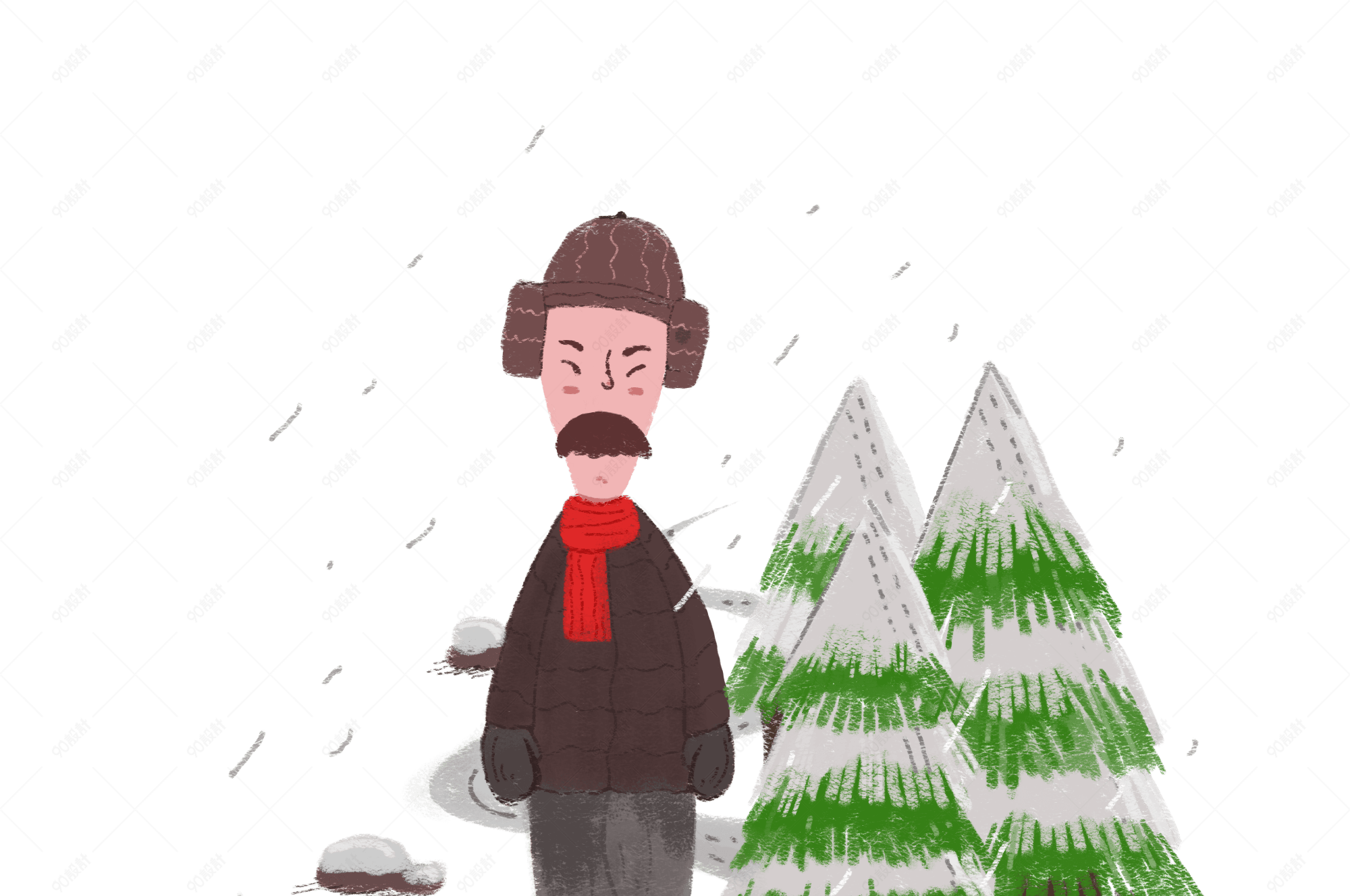 冬季系列雪地里的老人