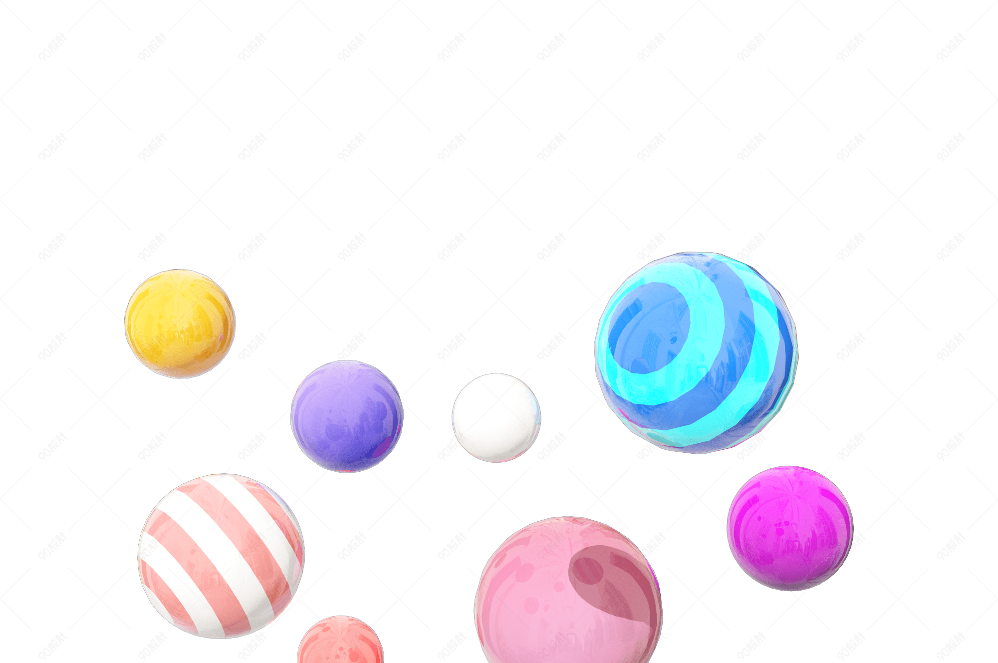 糖果色卡通c4d双十一电商装饰悬浮彩球