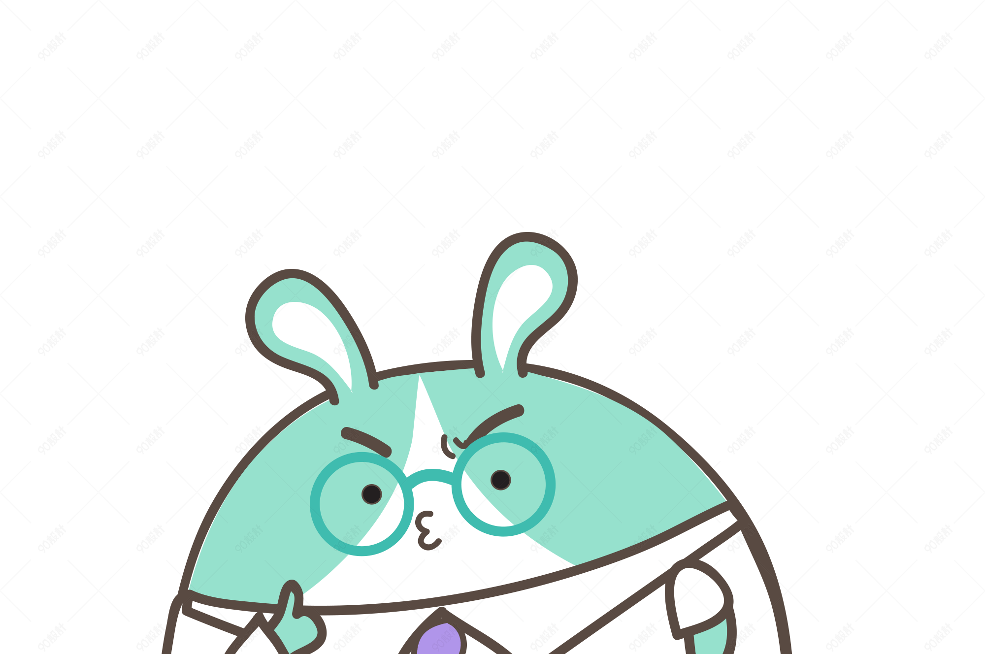 可爱卡通思考的萌萌哒兔子