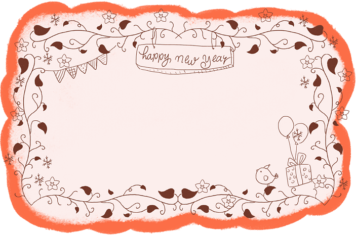 新年边框粉红色主题手绘插画