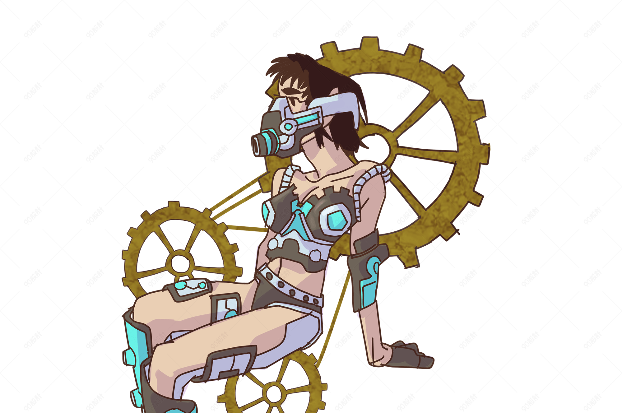 蒸汽朋克机械战警少年png