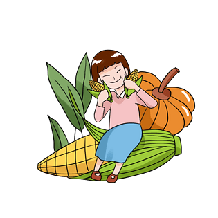 丰收卡通手绘插画pngpsd2000*2000丰收农民玉米矢量图pngpsd2000*2000