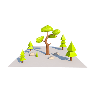 c4d字体3d树绿树卡通立体绿树树