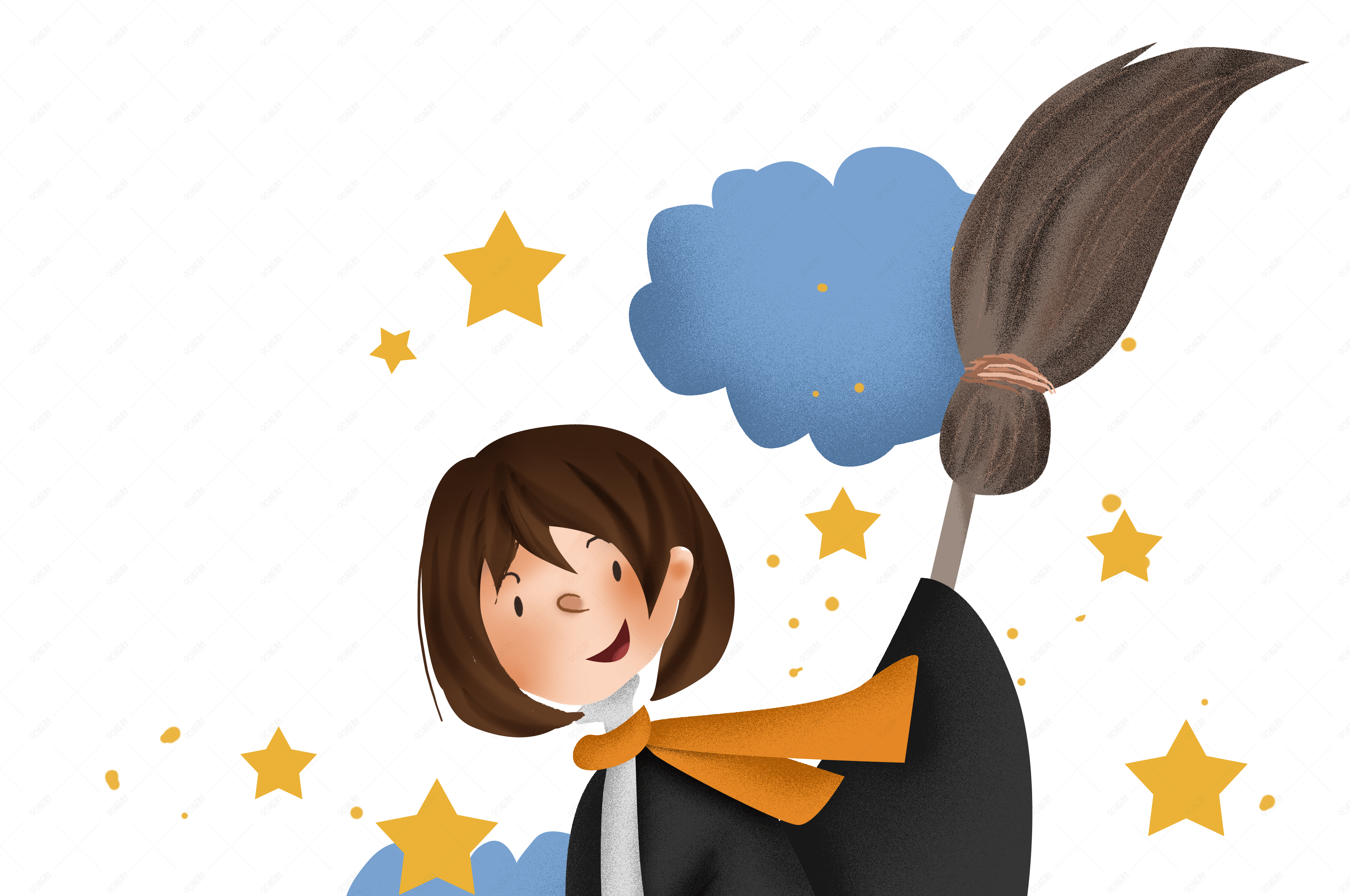 万圣节可爱的巫师