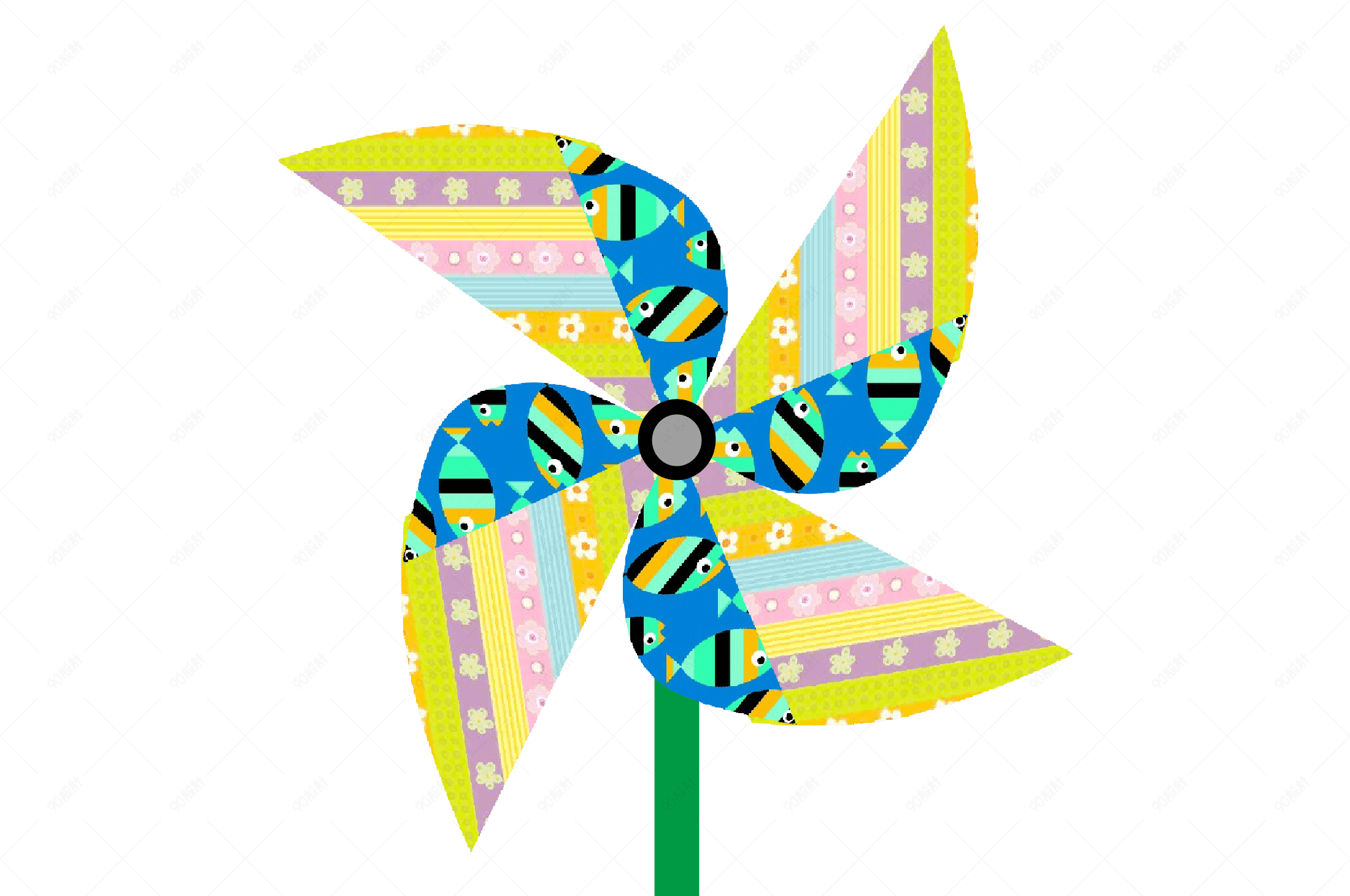 彩色卡纸手绘大风车