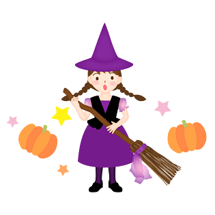 插画万圣节卡通可爱小女巫南瓜