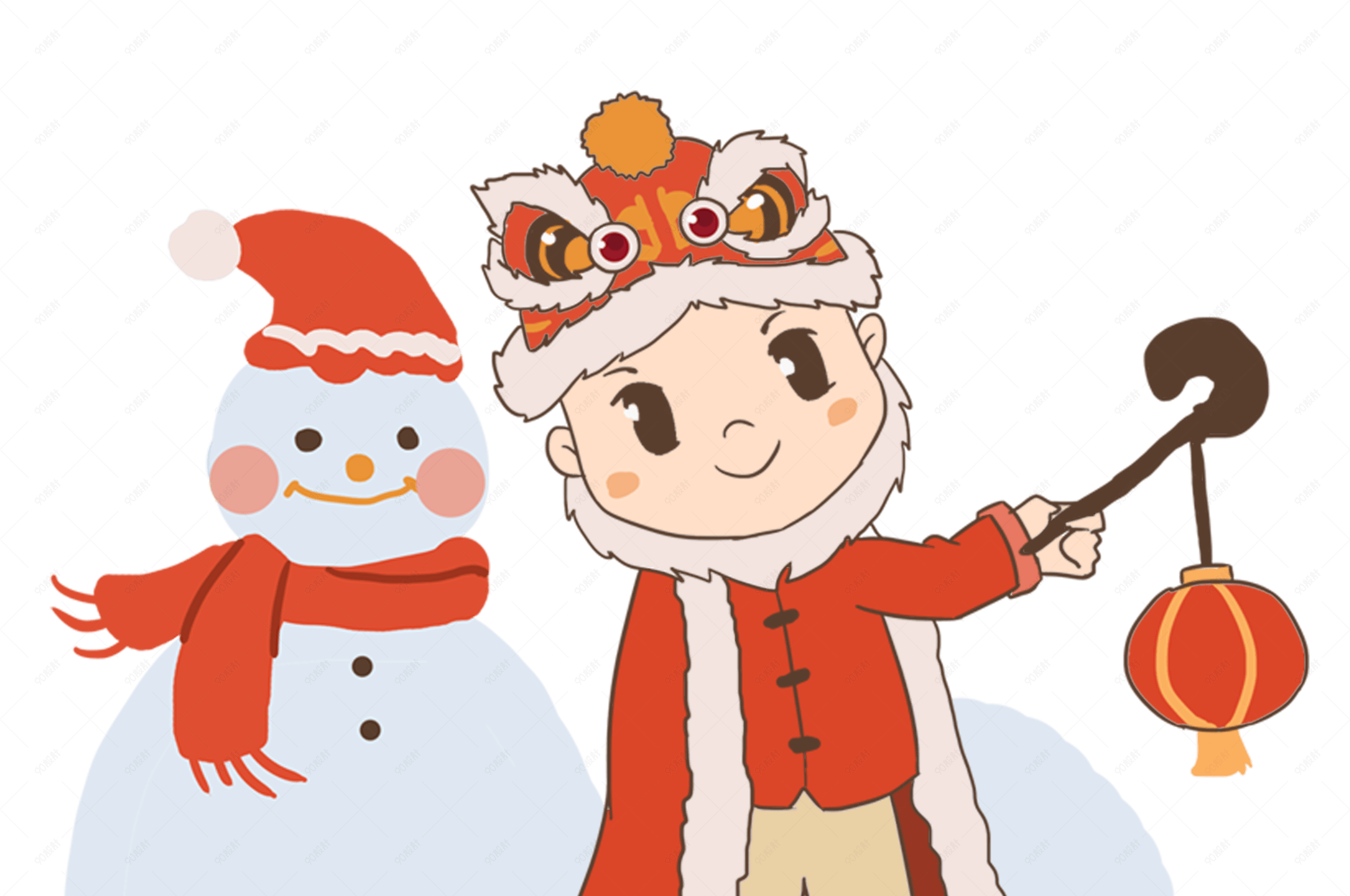 迎新春庆新年手绘插画