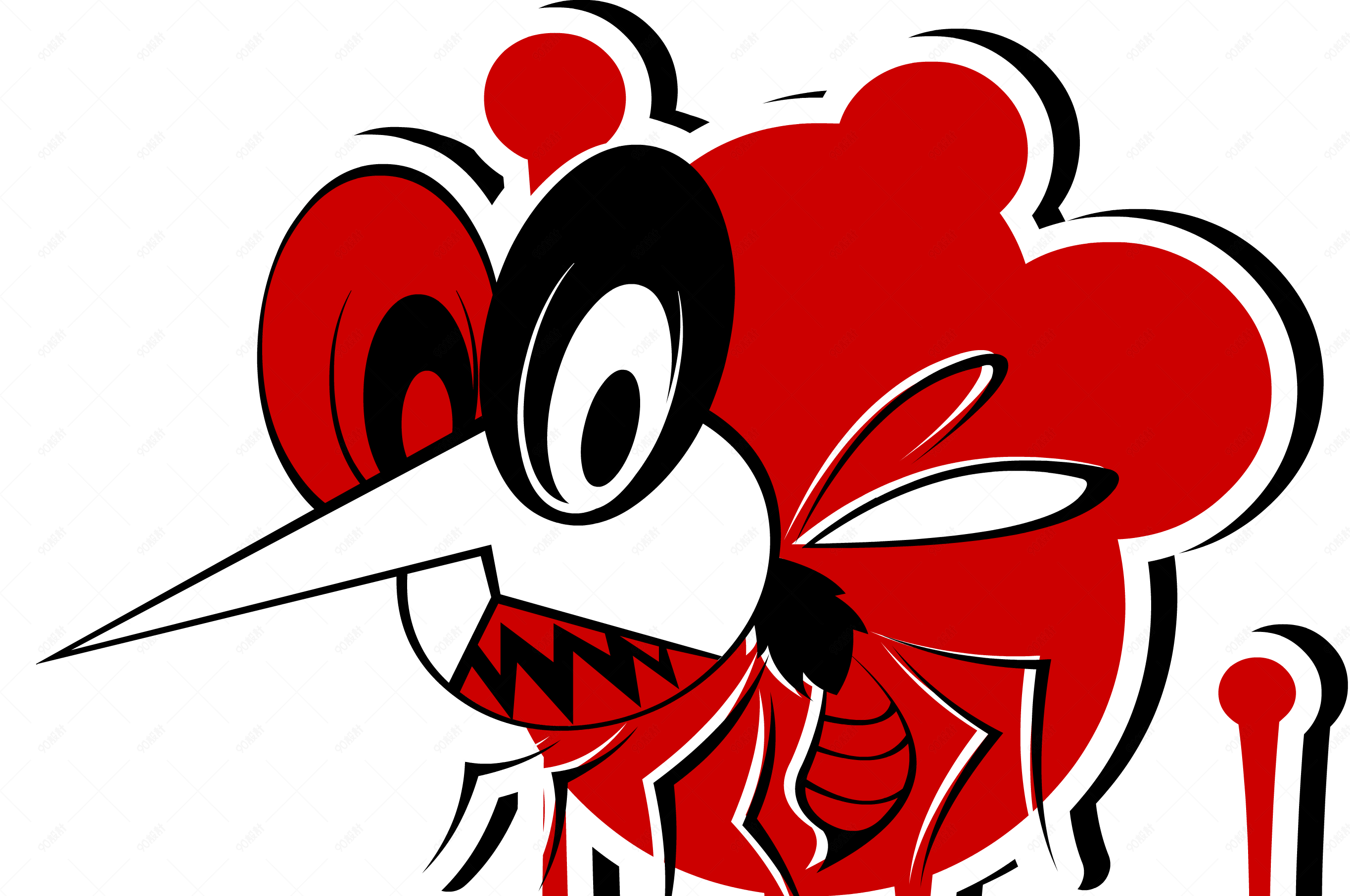 卡通手绘恐怖万圣节流血吸血蚊子