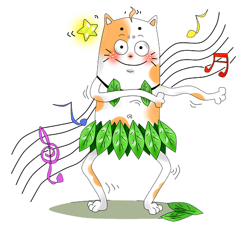 卡通手绘原创厚涂搞怪猫舞蹈宣传插画png