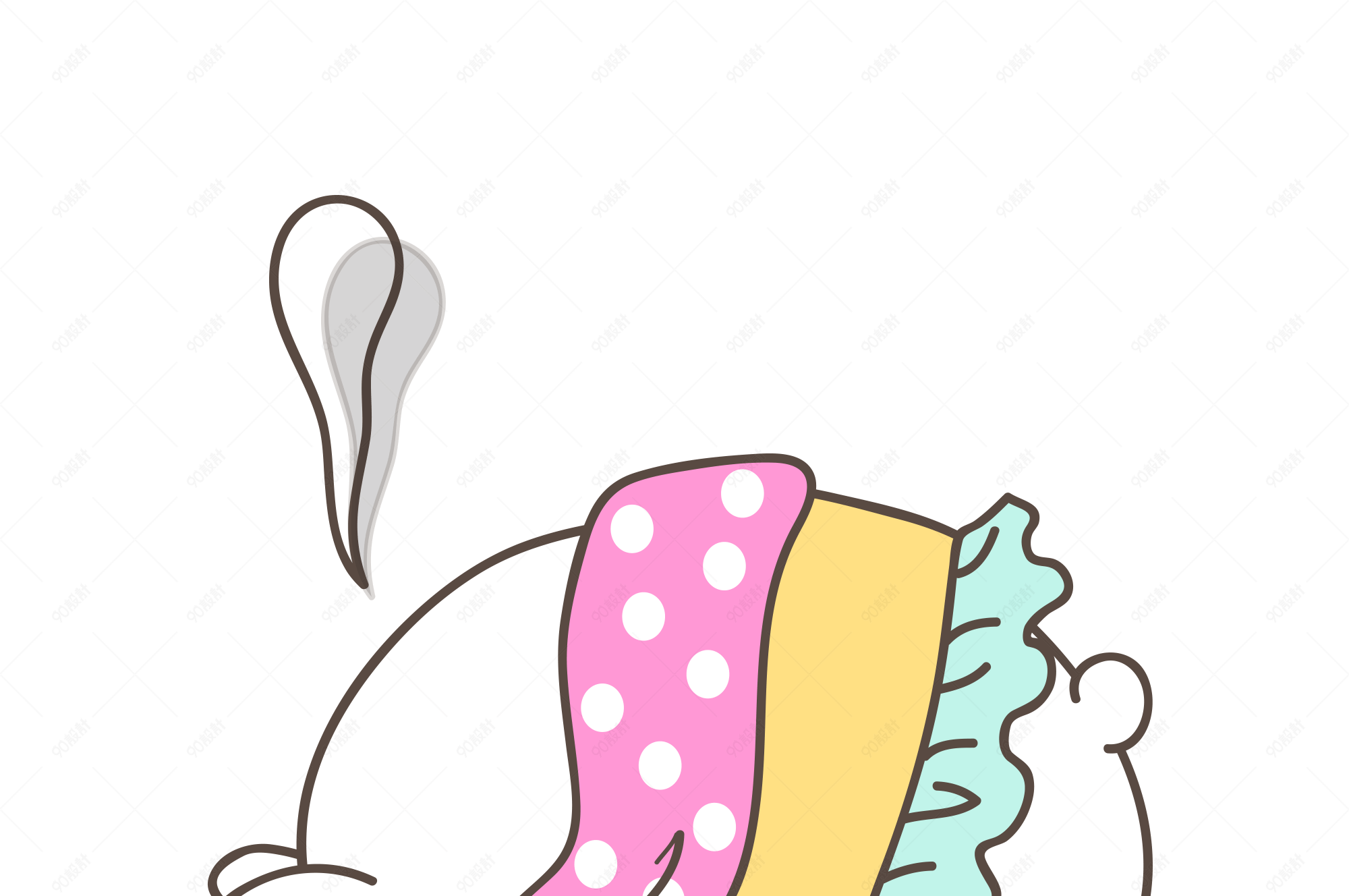 可爱卡通郁闷叹气的萌萌哒兔子