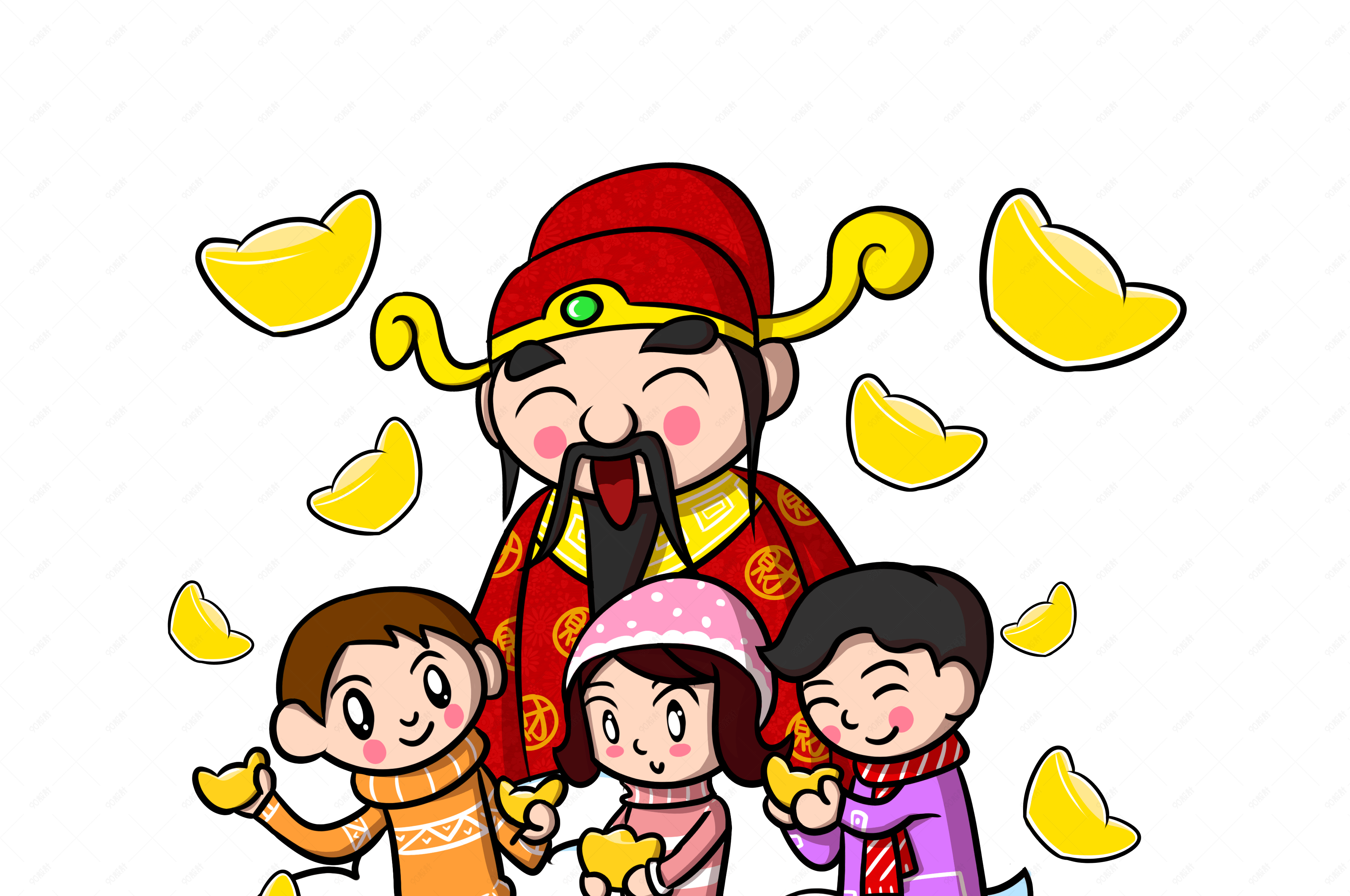 卡通财神爷财运到png透明底