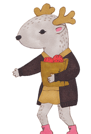 卡通小鹿溜冰插画