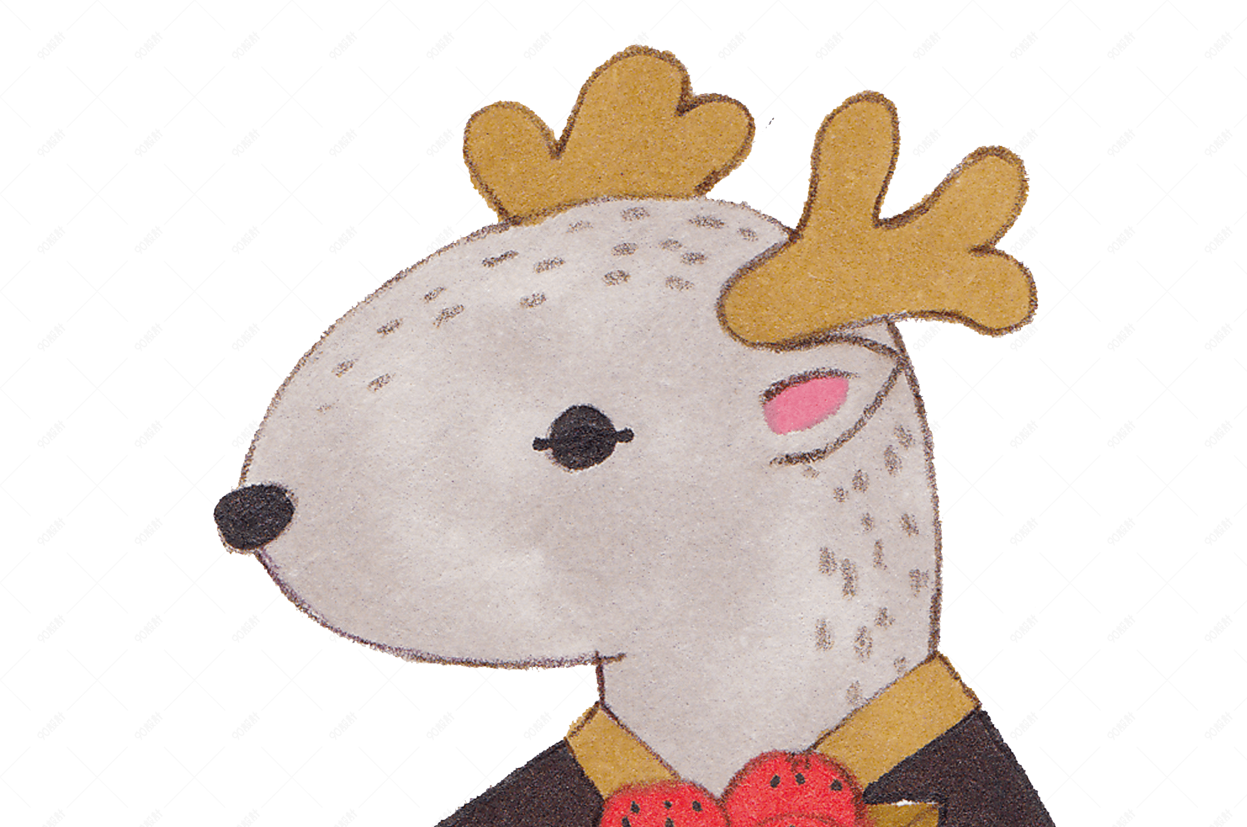 卡通小鹿溜冰插画