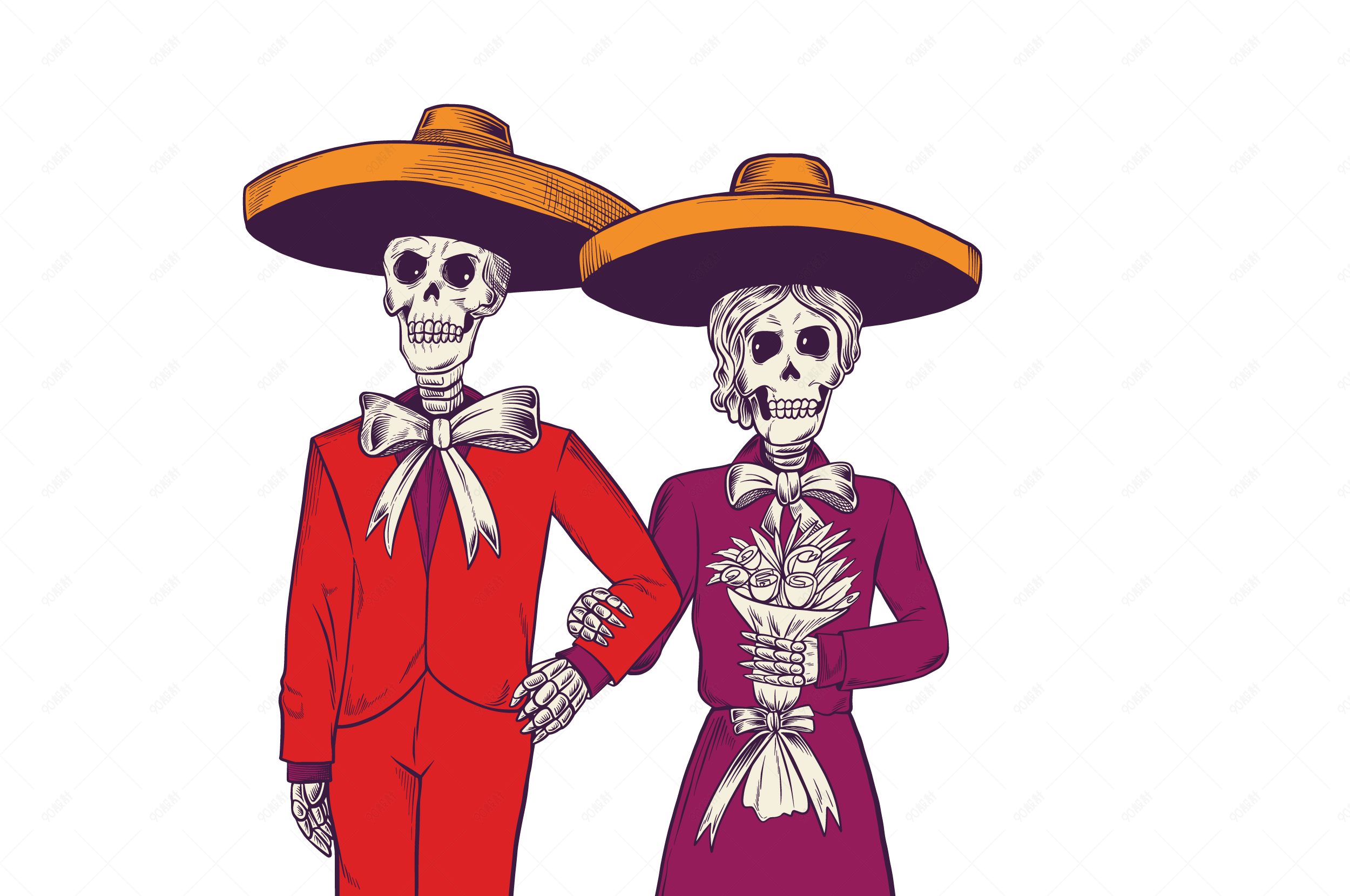 万圣节可爱的骷髅情侣