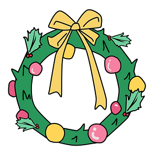 卡通手绘彩色花环插画