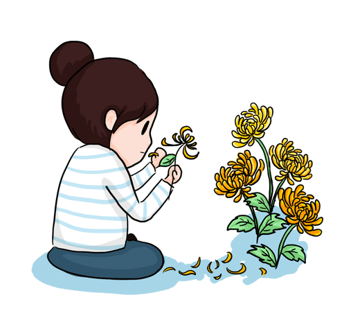 秋季赏菊主题插画