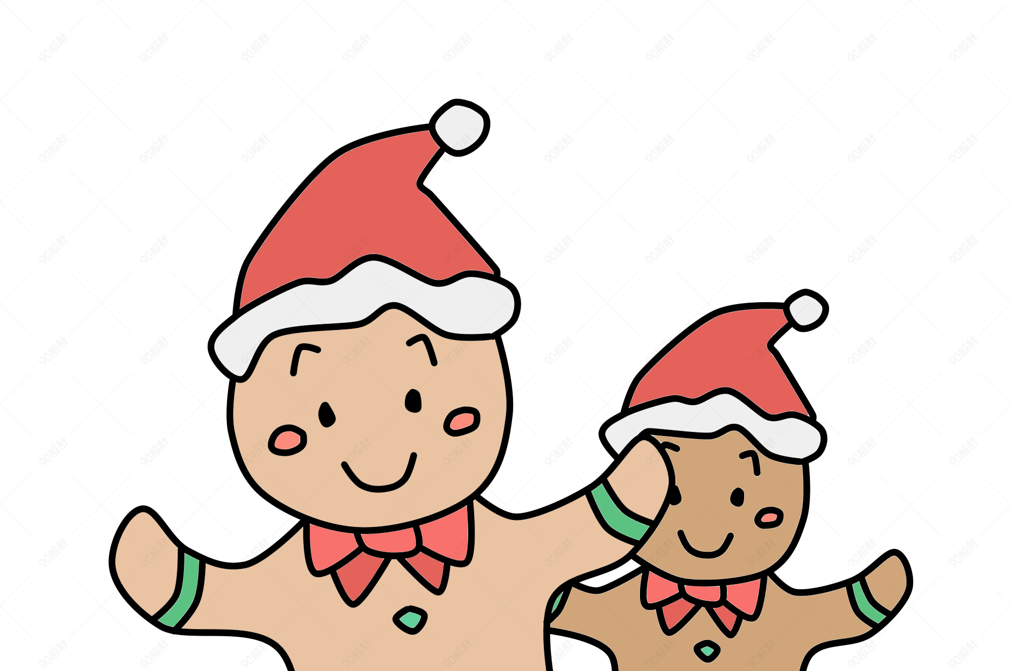 卡通手绘圣诞节玩偶插画