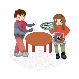 立冬卡通手绘风暖色系送饺子