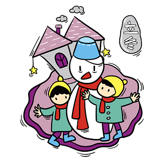 手绘卡通可爱立冬堆雪人