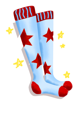 卡通手绘原创可爱蜡笔星星长袜素材png