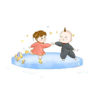 冬季冰上起舞手绘PNG