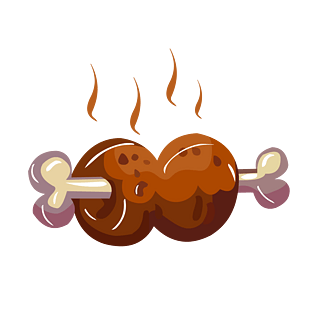 冬季热气腾腾的简笔画小清新美食烤大肘子