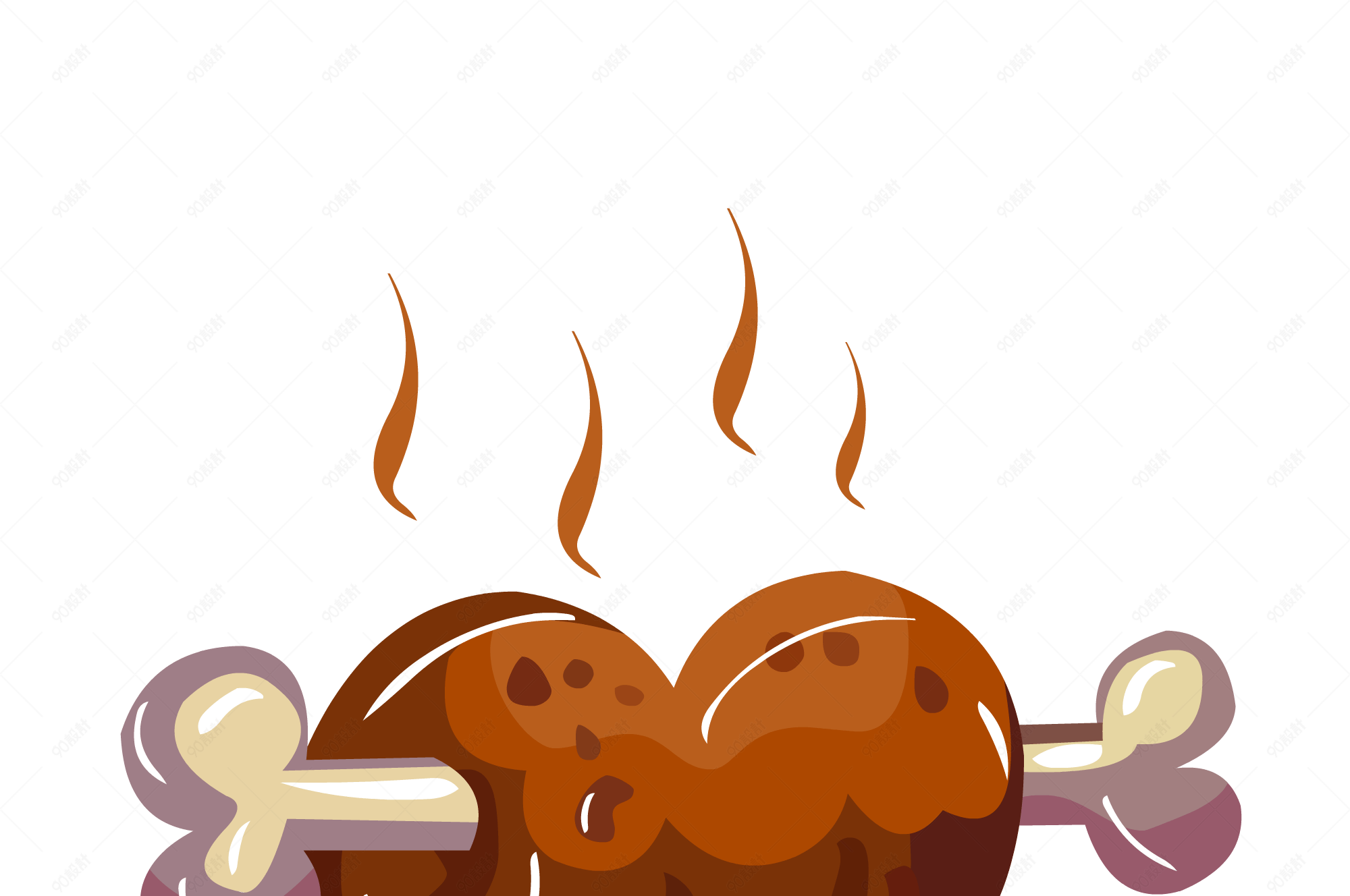 冬季热气腾腾的简笔画小清新美食烤大肘子