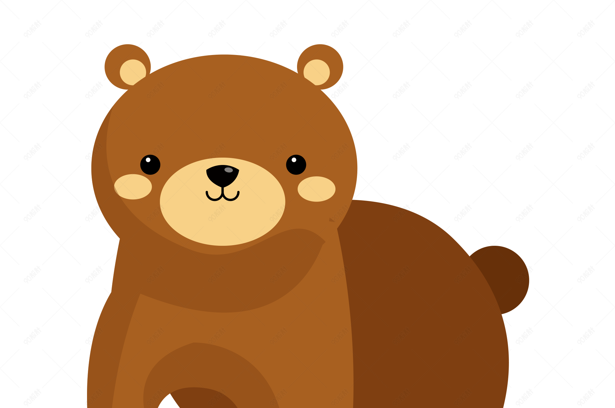 q版动物棕熊插画卡通可爱【免抠元素ai】-90设计网