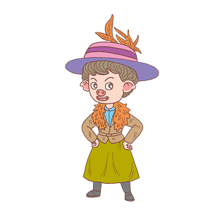 猪年卡通手绘庄园猪女贵妇