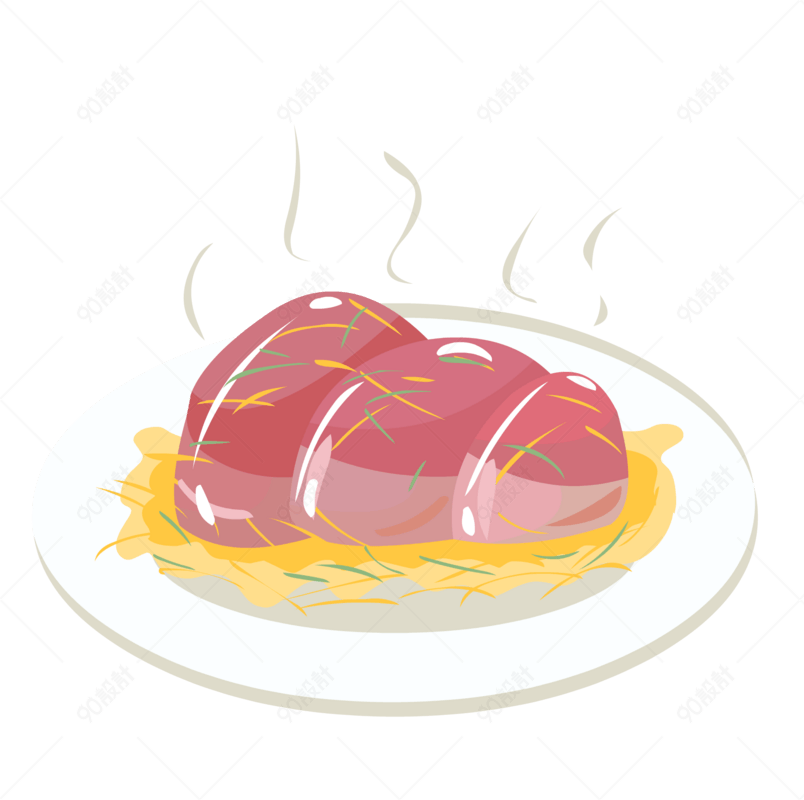 冬季热气腾腾的简笔画小清新美食大块酱牛肉