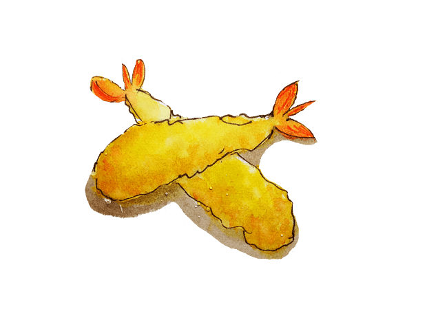 水彩手绘美食炸大虾插画pngpsd2000*2000茶楼餐饮广告之美味炸虾卡通