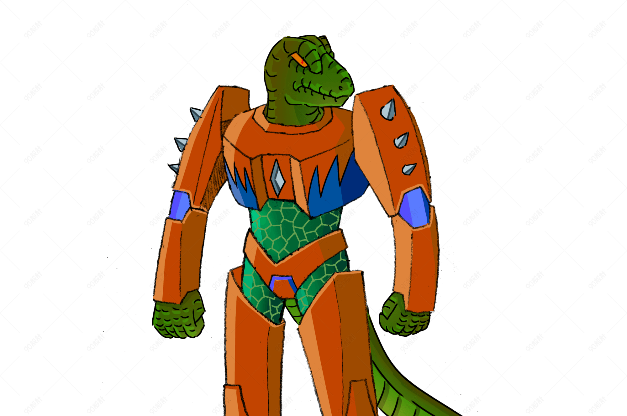 手绘蜥蜴战士png素材