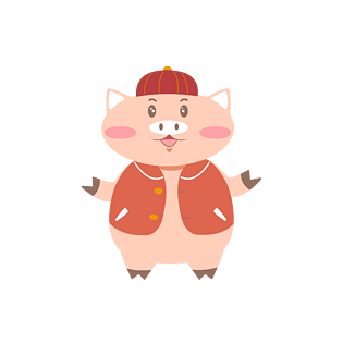 猪年大吉可爱绅士小猪png元素