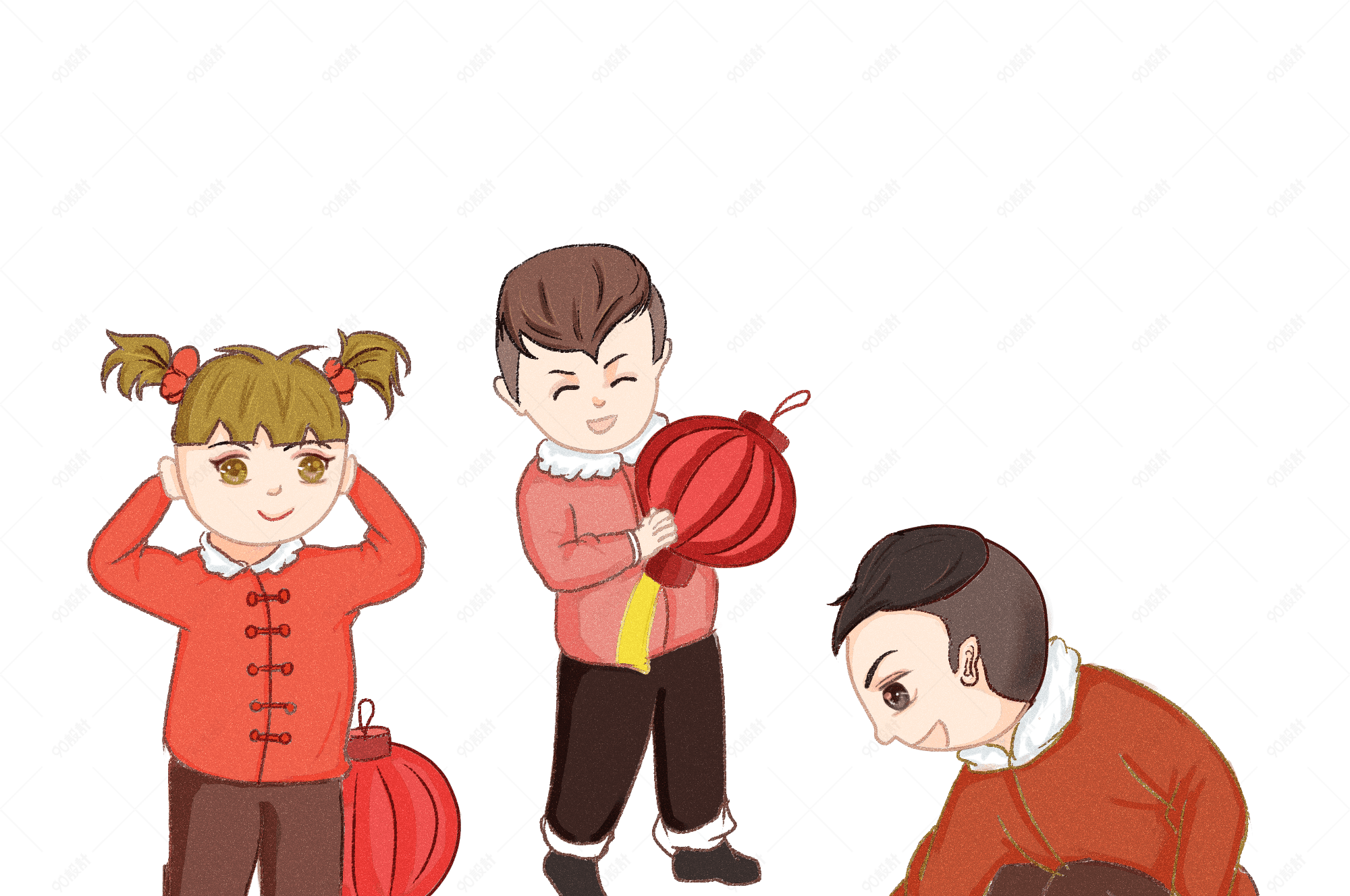 手绘新年喜迎财神