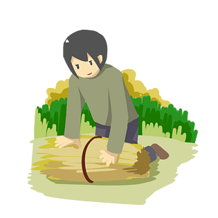 农业丰收捆稻草插画pngpsd2000*2000卡通创意小满节气装饰pngpsd2000*