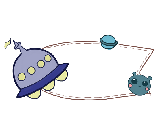 手绘太空飞船装饰边框插画