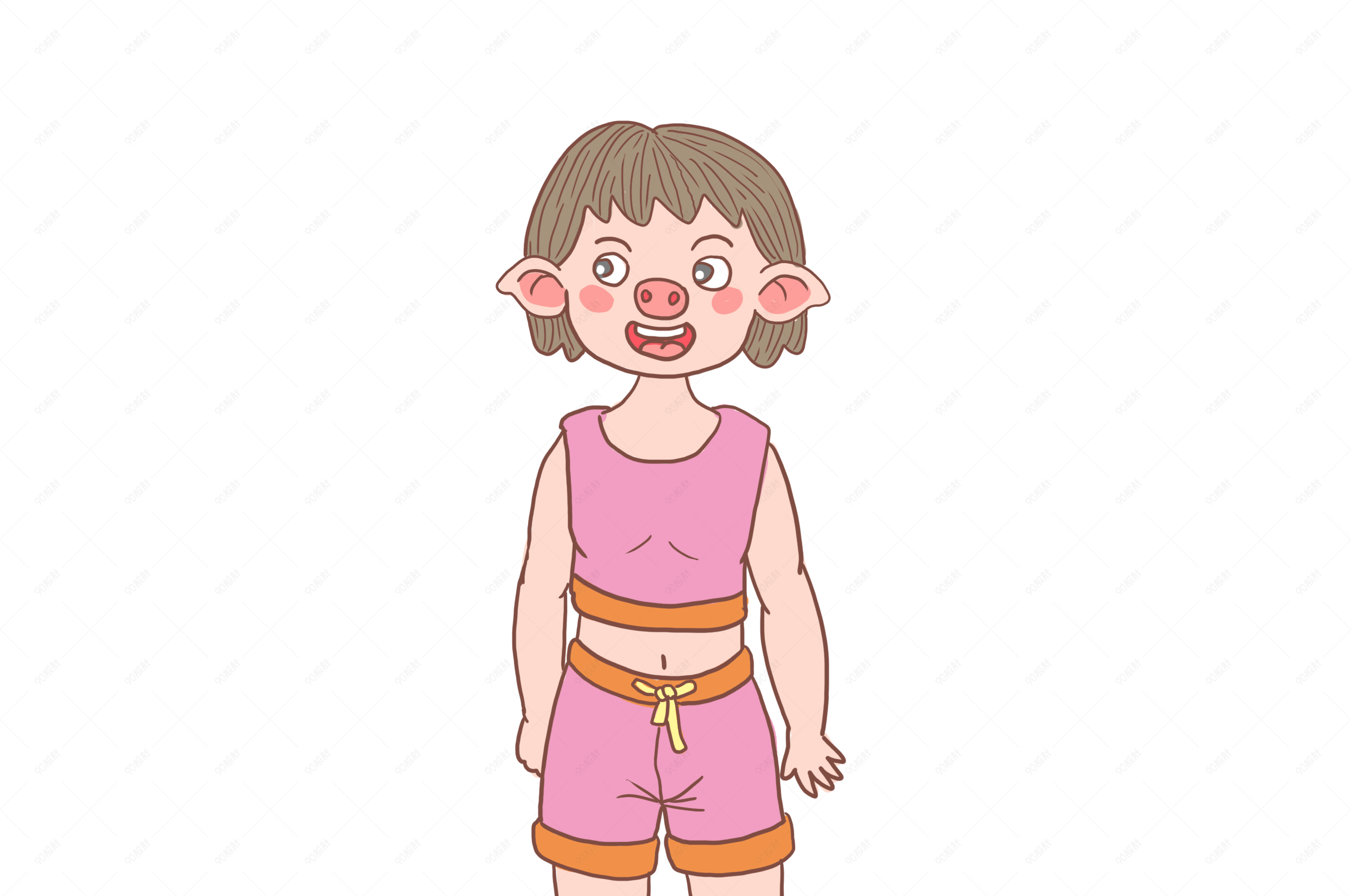 猪年卡通手绘小裤裤小猪妹