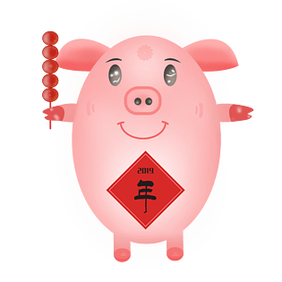 卡通手绘可爱年猪