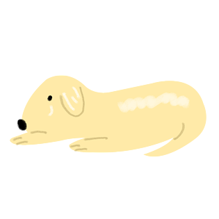 手绘黄色趴着的小狗pngpsd2000*2000卡通冬季小物手绘插画pngpsd2000*