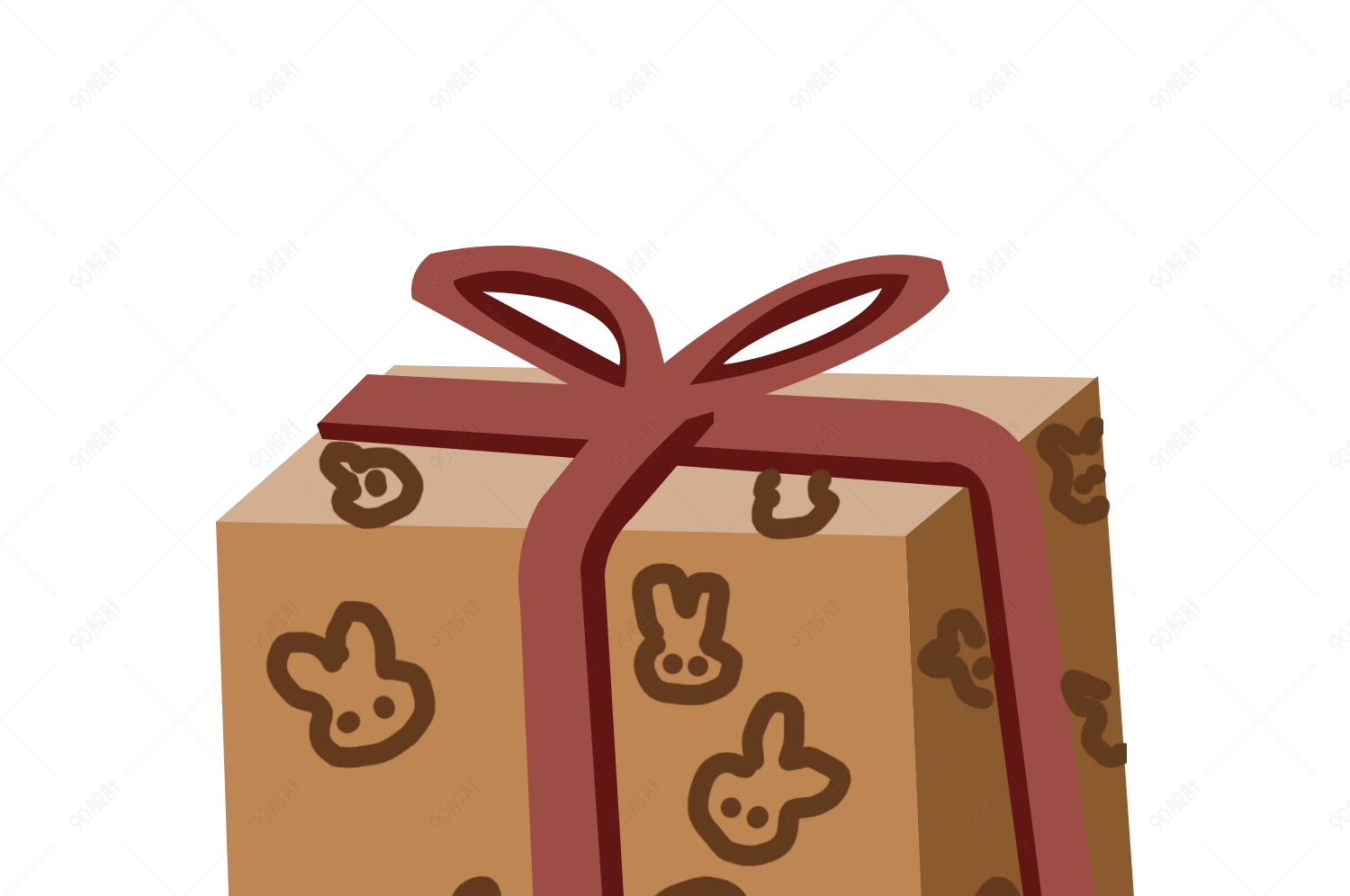 手绘卡通兔子牛皮纸礼品盒